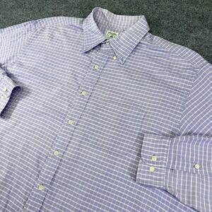 Brooks Brothers Men XL Classic Fit Button Down Shirt Purple Gingham Check Cotton